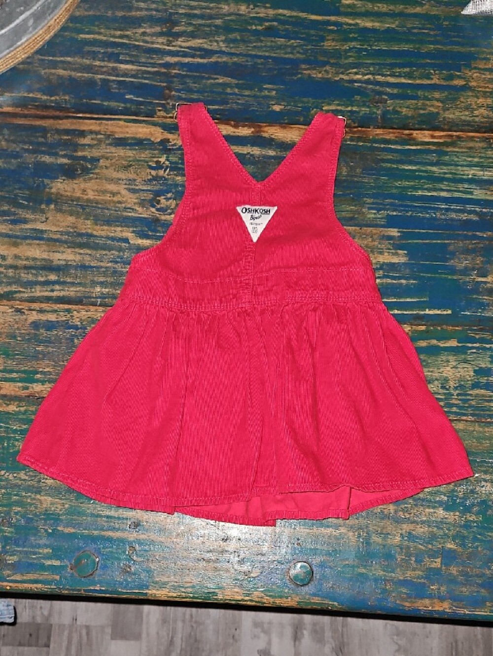 OshKosh B'gosh Bright Pink Corduroy Overall Dress - Picture 3 of 3